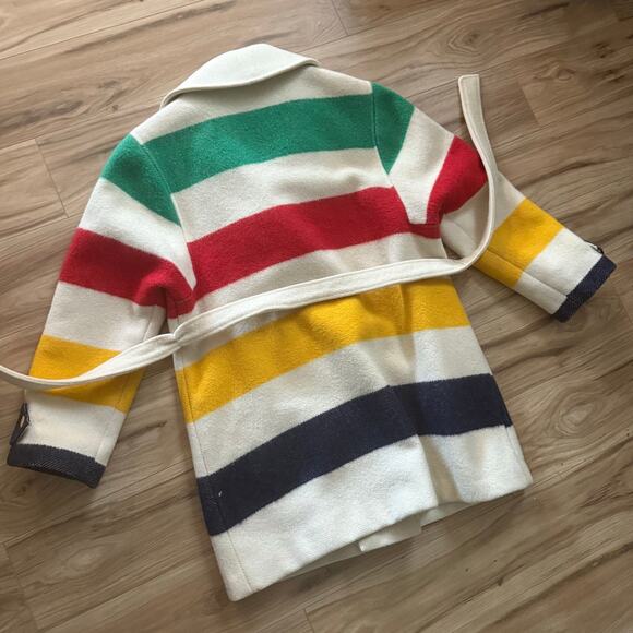 PENDLETON x HUDSON'S BAY | Vintage Wool Coat Jacket Red Yellow Navy Green | XL - Picture 2 of 10